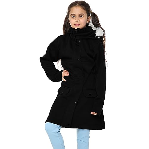 A2Z 4 Kids Mädchen Mit Kapuze Jacke Faux Pelz Lange Parka - Jacket JK27 Black 13 von A2Z 4 Kids