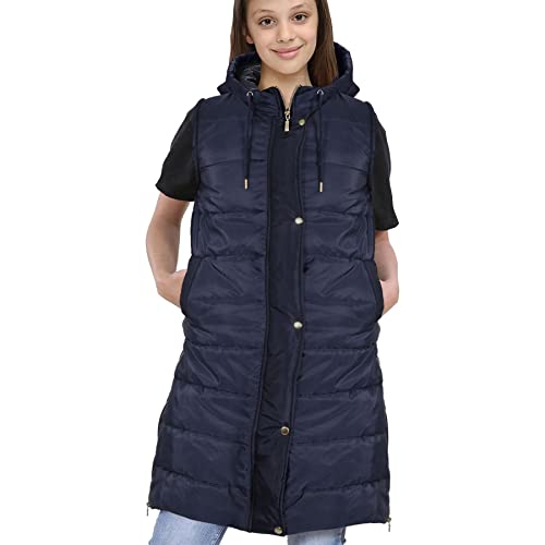 A2Z Kids Mädchen Runter Weste Mode Übergroß Mit Kapuze Gesteppt - Gilet 800 Navy 13 von A2Z 4 Kids