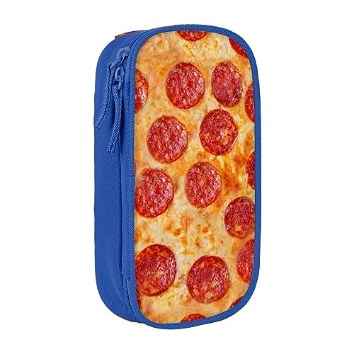 AABSTBFM 3D Pizza Pepperoni Federmäppchen, großes Fassungsvermögen, mit Reißverschluss, ideales Geschenk für Schule, Büro und Reisen, Schwarz, blau, Einheitsgröße, Schulranzen von AABSTBFM