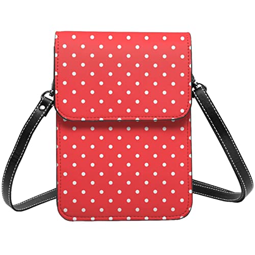 AABSTBFM Farbige Marmor-Umhängetasche für Damen und Mädchen, Geldbörse, Handtaschen, PU-Leder, Handytasche, Rot und Weiß gepunktet, Einheitsgröße von AABSTBFM