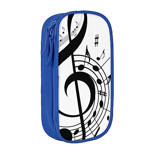 AABSTBFM Federmäppchen mit Musik-Symbol, großes Fassungsvermögen, mit Reißverschluss, ideales Geschenk für Schule, Büro und Reisen, Schwarz, blau, Einheitsgröße, Schulranzen von AABSTBFM