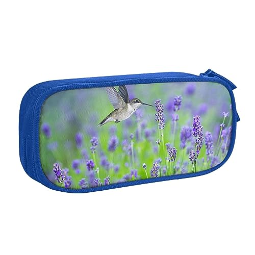 AABSTBFM Federmäppchen mit Reißverschluss, Motiv: Vogel in lila, Lavendel, Blumenmuster, mit Reißverschluss, große Kapazität, für Schule, Büro und Reisen, blau, Einheitsgröße, Schulranzen von AABSTBFM