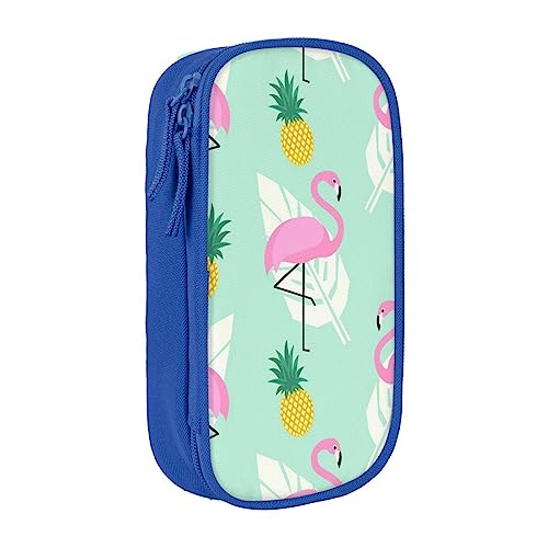 AABSTBFM Federmäppchen mit pinkem Flamingo-Ananas, großes Fassungsvermögen, mit Reißverschluss, ideales Geschenk für Schule, Büro und Reisen, Schwarz, blau, Einheitsgröße, Schulranzen von AABSTBFM