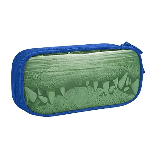 AABSTBFM Gator Lurking Grünes Federmäppchen, Stiftemäppchen, Tasche mit Reißverschluss, große Kapazität, für Schule, Büro und Reisen, blau, Einheitsgröße, Schulranzen von AABSTBFM