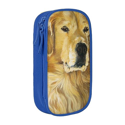 AABSTBFM Golden Retriever Federmäppchen, großes Fassungsvermögen, mit Reißverschluss, ideales Geschenk für Schule, Büro und Reisen, Schwarz, blau, Einheitsgröße, Schulranzen von AABSTBFM