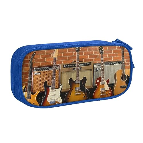 AABSTBFM Guitar Collection Federmäppchen, Stifteetui mit Reißverschluss, Schwarz, großes Fassungsvermögen, für Schule, Büro und Reisen, blau, Einheitsgröße, Schulranzen von AABSTBFM