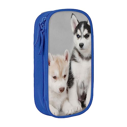 AABSTBFM Lovely Husky Federmäppchen, großes Fassungsvermögen, mit Reißverschluss, ideales Geschenk für Schule, Büro und Reisen, Schwarz, blau, Einheitsgröße, Schulranzen von AABSTBFM