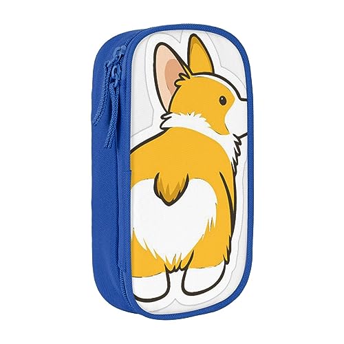 AABSTBFM Niedliches Corgi-Federmäppchen, großes Fassungsvermögen, mit Reißverschluss, ideales Geschenk für Schule, Büro und Reisen, Schwarz, blau, Einheitsgröße, Schulranzen von AABSTBFM