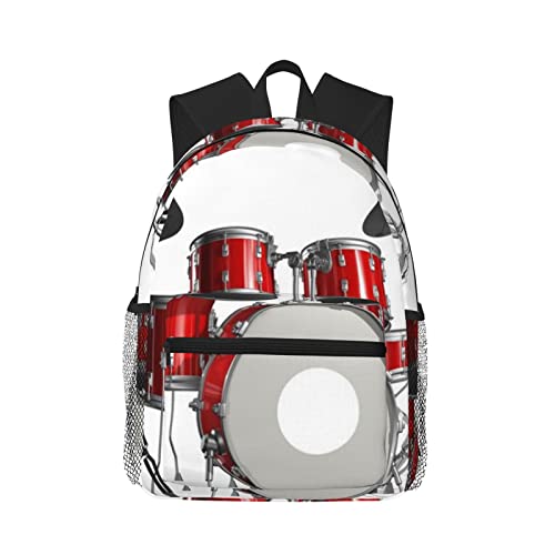 AABSTBFM Paris Eiffelturm Leichter Schulrucksack Klassisch Lässig College Rucksack Schultaschen Mit Reißverschluss Schule Daypack Für Mädchen Jungen, Cooles Schlagzeug-Set, Einheitsgröße von AABSTBFM