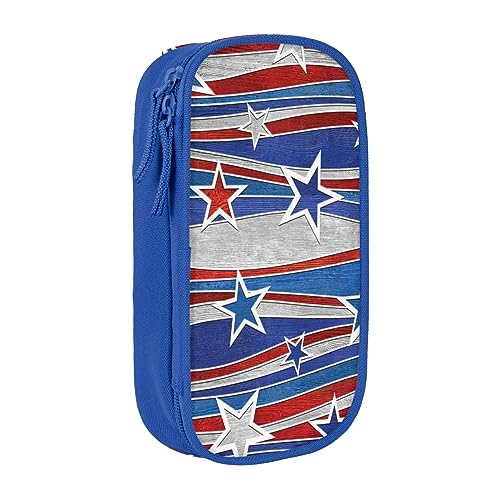 AABSTBFM Patriotische Sterne Streifen Unabhängigkeitstag Federmäppchen Großes Fassungsvermögen Federmäppchen Tasche mit Reißverschluss – Ideales Geschenk für Schule, Büro und Reisen, Schwarz, blau, von AABSTBFM