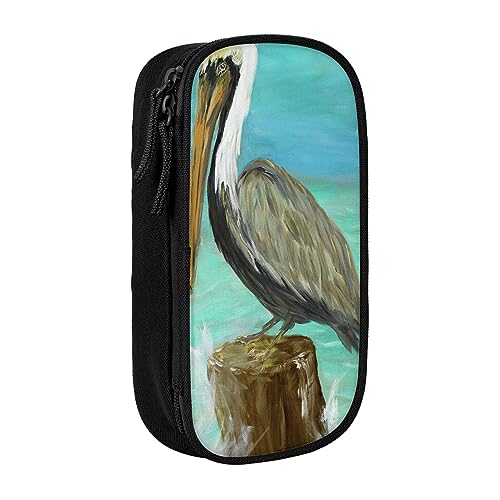 AABSTBFM Pelicans Kunstdruck-Federmäppchen, großes Fassungsvermögen, mit Reißverschluss, ideales Geschenk für Schule, Büro und Reisen, Schwarz, Schwarz , Einheitsgröße, Schulranzen von AABSTBFM