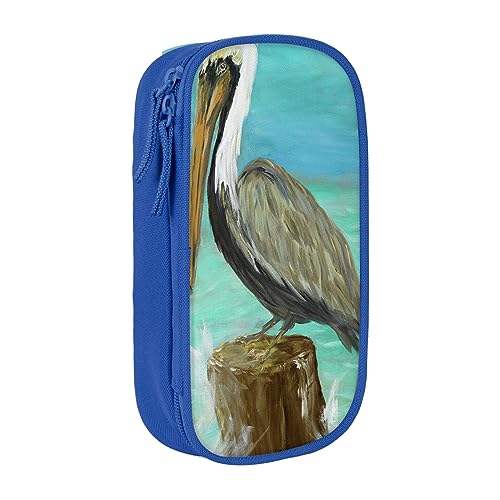 AABSTBFM Pelicans Kunstdruck-Federmäppchen, großes Fassungsvermögen, mit Reißverschluss, ideales Geschenk für Schule, Büro und Reisen, Schwarz, blau, Einheitsgröße, Schulranzen von AABSTBFM