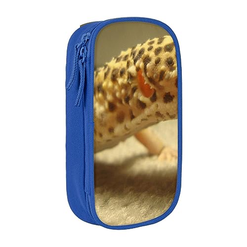 AABSTBFM Sand-Leoparden-Gecko-Federmäppchen, großes Fassungsvermögen, mit Reißverschluss, für Schule, Büro und Reisen, Schwarz, blau, Einheitsgröße, Schulranzen von AABSTBFM