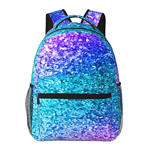 AABSTBFM Schwarz Und Gold Hintergrund Schule Rucksack Leichte College Rucksack Causal Reise Schultaschen Mit Reißverschluss Schule Daypack Für Mädchen Jungen, Glitzer-Pailletten., Einheitsgröße von AABSTBFM