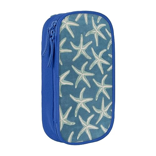 AABSTBFM Starfish Coastal Federmäppchen aus Wolle, großes Fassungsvermögen, mit Reißverschluss, ideales Geschenk für Schule, Büro und Reisen, Schwarz, blau, Einheitsgröße, Schulranzen von AABSTBFM