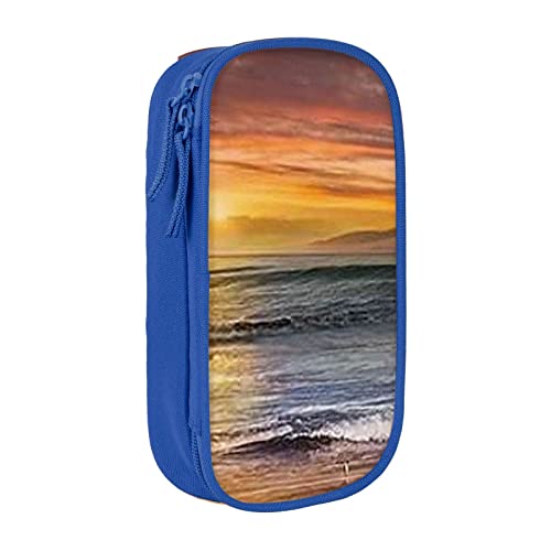 AABSTBFM Sunset Beach Federmäppchen, großes Fassungsvermögen, mit Reißverschluss, ideales Geschenk für Schule, Büro und Reisen, Schwarz, blau, Einheitsgröße, Schulranzen von AABSTBFM