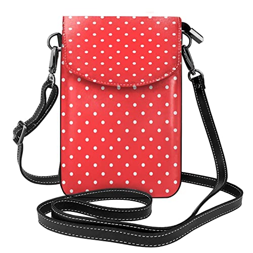 Farbige Marmor bedruckte Frauen Crossbody Handytasche PU Leder Geldbörse Handy Tasche Geldbörse, Rot und Weiß gepunktet, Einheitsgröße von AABSTBFM