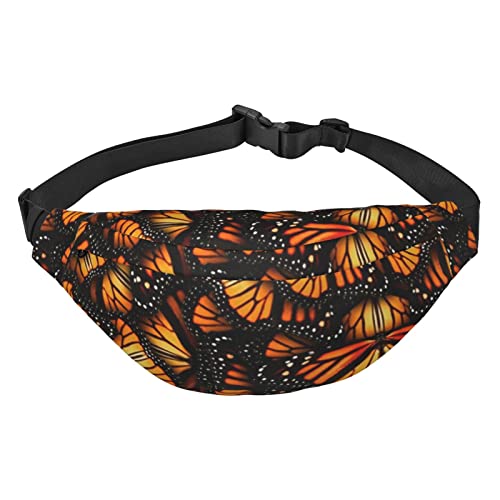 Gürteltasche mit Kuh-Schädel und geometrischem Druck, Bauchtasche für Herren und Damen, für Reisen, Laufen, Crossbody-Bauchtasche, Heaps of Orange Monarch Schmetterlinge, Einheitsgröße von AABSTBFM