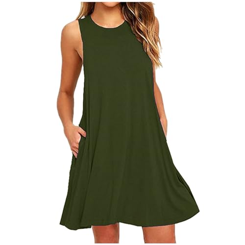 Sommerkleider Damen Leicht und Luftig Strandkleid Kurz Sommer Kleid Elegant Casual Kleider Ärmellos Rundhals Freizeitkleider Alltag Locker Shirtkleid mit Taschen Minikleid Party Tankkleid Sommerkleider Damen Leicht und Luftig Strandkleid Kurz Sommer Kleid Elegant Casual Kleider Ärmellos Rundhals Freizeitkleider Alltag Locker Shirtkleid mit Taschen Minikleid Party Tankkleid von AACH