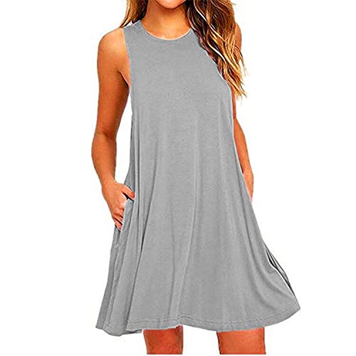Sommerkleider Damen Leicht und Luftig Strandkleid Kurz Sommer Kleid Elegant Casual Kleider Rundhals Ärmellos Freizeitkleider Alltag Locker Shirtkleid mit Taschen Minikleid Party Tankkleid Sommerkleider Damen Leicht und Luftig Strandkleid Kurz Sommer Kleid Elegant Casual Kleider Rundhals Ärmellos Freizeitkleider Alltag Locker Shirtkleid mit Taschen Minikleid Party Tankkleid von AACH