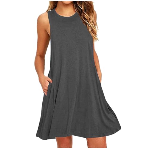 Sommerkleider Damen Leicht und Luftig Strandkleid Kurz Sommer Kleid Elegant Casual Kleider Rundhals Ärmellos Freizeitkleider Alltag Locker Shirtkleid mit Taschen Minikleid Party Tankkleid Sommerkleider Damen Leicht und Luftig Strandkleid Kurz Sommer Kleid Elegant Casual Kleider Rundhals Ärmellos Freizeitkleider Alltag Locker Shirtkleid mit Taschen Minikleid Party Tankkleid von AACH