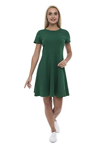 ABAKUHAUS Kurze Ärmel Damen Sommerkleid Runder Hals, XXL, Grün von ABAKUHAUS