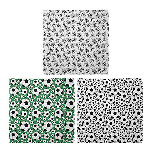 ABAKUHAUS Unisex Bandana, Fußball Zahlen Cartoon Volkssport Motiv Monochrom Balls Jungen, 3er Pack, Mehrfarbig von ABAKUHAUS