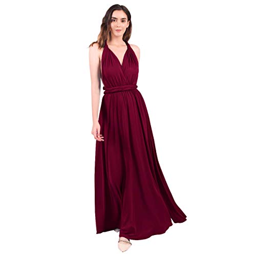 ABEHIK Damen Maxi Multiway Wickelkleid Lange Sexy Brautjungfernkleider mit Schnürung Elegant Rückenfreies Abendkleid Partykleid Festlich Kleid weinrot L ABEHIK Damen Maxi Multiway Wickelkleid Lange Sexy Brautjungfernkleider mit Schnürung Elegant Rückenfreies Abendkleid Partykleid Festlich Kleid weinrot L von ABEHIK