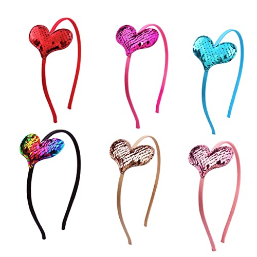 ABOOFAN Haarschmuck 6st Glitzernde Stirnbänder Für Mädchen Amor Kostüm Pailletten-haarreifen Valentinstag Haare Kinder-glitzer- Herz-stirnbänder Für Mädchen Herzförmig Schal Kleinkind von ABOOFAN