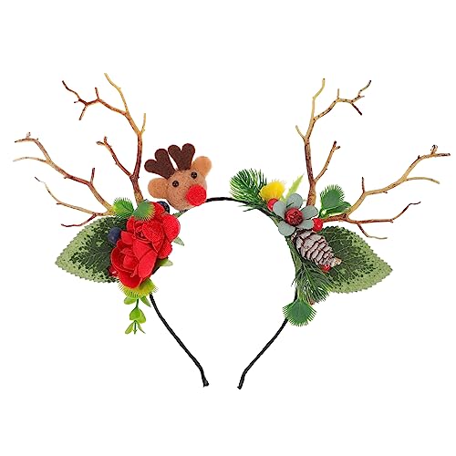 ABOOFAN Weihnachtsstirnband Beeren Haarbänder Haarschmuck für Kinder Weihnachtsspangen glitzernde Haarspangen Geweih Kopfbedeckung Requisiten Zylinder Fräulein seide von ABOOFAN