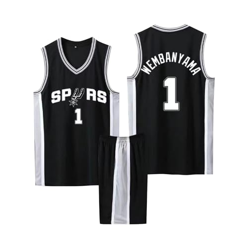 Basketball Trikot Shirt und Shorts, Kinder/Erwachsene Basketball Jersey, Kinder/Erwachsene Basketball ärmellose Anzug, 2-Teiliges Kinder/Erwachsene T-Shirt Weste + Shorts schwarz L von ABRTJCL