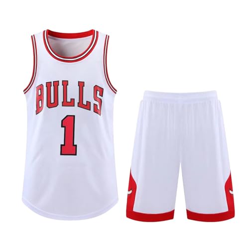 Basketball Trikot Shirt und Shorts, Kinder/Erwachsene Basketball Jersey, Kinder/Erwachsene Basketball ärmellose Anzug, 2-Teiliges Kinder/Erwachsene T-Shirt Weste + Shorts weiß L von ABRTJCL