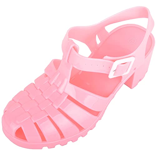 ABSOLUTE FOOTWEAR Damen-Sandalen zum Reinschlüpfen, lässig, mit Absatz, für Sommer, Urlaub, Gelee, Flip-Flops, Schuhe mit Schnalle, Pink - rose - Größe: 37 EU von ABSOLUTE FOOTWEAR