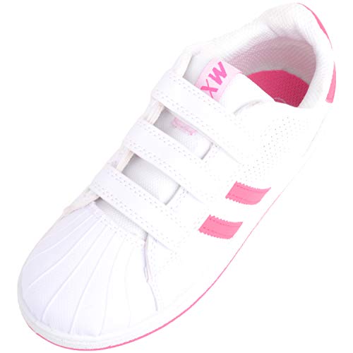 ABSOLUTE FOOTWEAR Kinder/Säuglinge Slip On Sneaker Pumps Outdoor Schuhe mit DREI Berührungen und Schließen Verschluss, Pink - Weiß/Fuchsia - Größe: 32 EU von ABSOLUTE FOOTWEAR