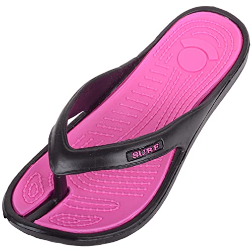 Damen Sommer/Urlaub/Strand/Pool Flip Flops/Sandalen/Schuhe, Pink - schwarz/pink - Größe: 37 EU von ABSOLUTE FOOTWEAR