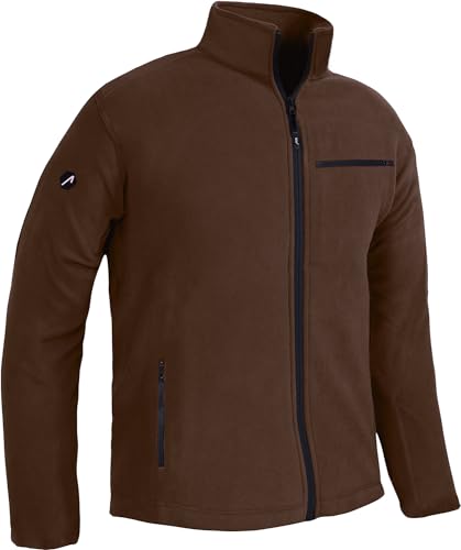 ACE Fleece-Jacke - warme Outdoor-Jacke für Männer - Herren-Jacke ohne Kapuze - Reißverschluss & DREI Taschen - Braun - 4XL von ACE