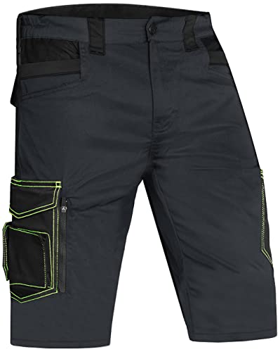 ACE Genesis Herren-Arbeits-Hose kurz - Männer-Cargo-Hosen für die Arbeit - Shorts mit Stretch-Bund - Grau - 58 von ACE