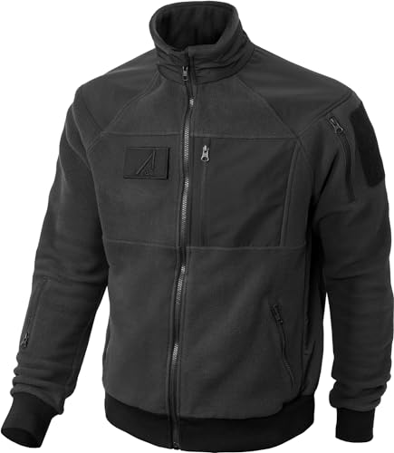 ACE Schakal Fleece-Jacke Slim Fit - taktisch & wärmend - perfekt für Airsoft, Paintball, Trekking & Outdoor - Schwarz - M von ACE