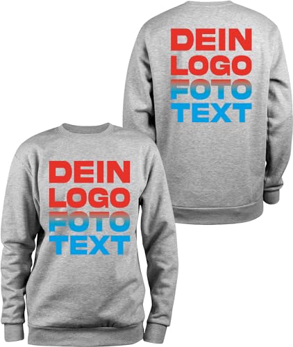 ACE Sweatshirt zum selbst Bedrucken - selber gestalten mit Text, Bild, Logo - Sweat-Pullover aus Baumwolle - Hellgrau - XXL von ACE