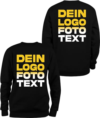 ACE Sweatshirt zum selbst Bedrucken - selber gestalten mit Text, Bild, Logo - Sweat-Pullover aus Baumwolle - Schwarz - L von ACE