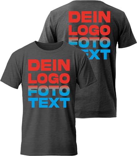 ACE T-Shirt zum selbst Bedrucken - selber gestalten mit Text, Bild, Logo - Kurzarm-Tshirt aus Baumwolle - Dunkelgrau - XL von ACE