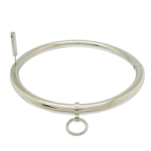 ACECHANNEL Edelstahl Abschließbare Hals Kragen Choker Halskette Männer Frauen Choker Drehmomente Gold Silber Kragen Mehr Stil Kragen (C057PS Polish Silver,Inner diameter 150mm) von ACECHANNEL