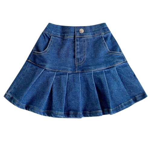 ACMEDE 2 in 1 Baby-Mädchen Denim Rock mit Shorts Gr. 80/86/92/98 Mädchen Faltenrock A-Linie Mini Denim Kurzen Rock 104/116/122/128/134 Minirock Jeans Skirt Rock Kurz Hose 1-9 Jahre von ACMEDE