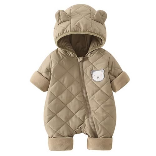 ACMEDE Baby Winter Overall mit Kapuze 3-6-9-12-18 Monate Baby Schlafanzug Strampler Overall Gr.68/74/80/86/92 Winterjacke Baby Steppjacke Strampelanzug mit Kapuze Jumpsuit Geschenk Outwear von ACMEDE