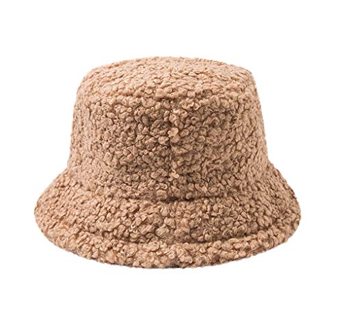 Wintermütze Bucket Hat für Damen/Mädchen, Mode Fischerhüte Warm Baumwolle Pelz Unisex Faltbar Anglerhut, Zum Einkaufen Wandern Camping Reisen Angeln, Geschenk 53-58cm von ACMEDE