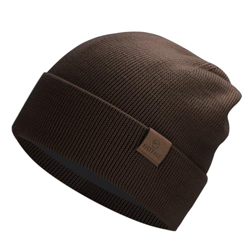 ACTLATI Merino Wolle Beanie Mütze für Damen und Herren Warme Strickmütze Wollmütze Winter Slouchy Cuffed Hat Outdoor Ski Skull Cap Unisex, braun, Einheitsgröße von ACTLATI