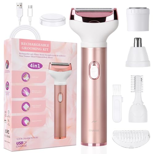 ACWOO Elektrischer Rasierer für Frauen, Elektrischer Rasierer Damen, 4-In-1Nass- und Trockenrasierer, Schmerzlos Epilierer für Bikinizone Achseln Beinen Armen und Gesicht, USB-Aufladung, Wasserdichte ACWOO Elektrischer Rasierer für Frauen, Elektrischer Rasierer Damen, 4-In-1Nass- und Trockenrasierer, Schmerzlos Epilierer für Bikinizone Achseln Beinen Armen und Gesicht, USB-Aufladung, Wasserdichte von ACWOO