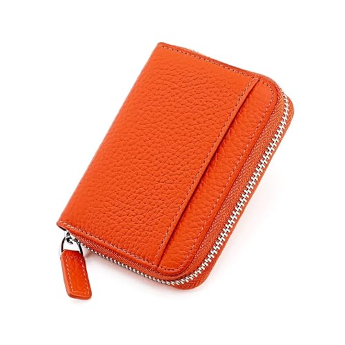 ACaime Damen-Geldbörse, Leder, Münzkartenhalter, kurzer Reißverschluss, multifunktional, Geldtasche, Orange, Einheitsgröße von ACaime