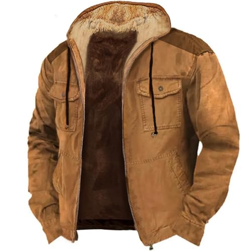 ACemt Mantel Mittelblau Einfarbiger Kapuzenpullover mit Taschen-Baumwolljacke Tagesangebot (Brown, XXXL) von ACemt