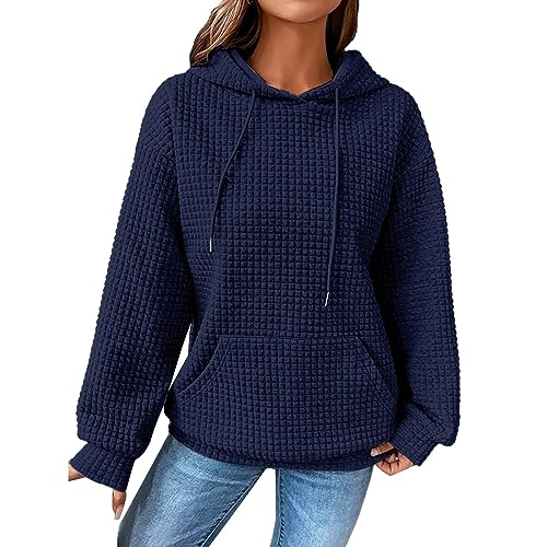 ACemt Schwarz Hoodie Langärmelige Damen-Kapuzenpullover, leichte Pullover-Oberteile Kuschelkleid Damen Flauschig (Blue, S) von ACemt